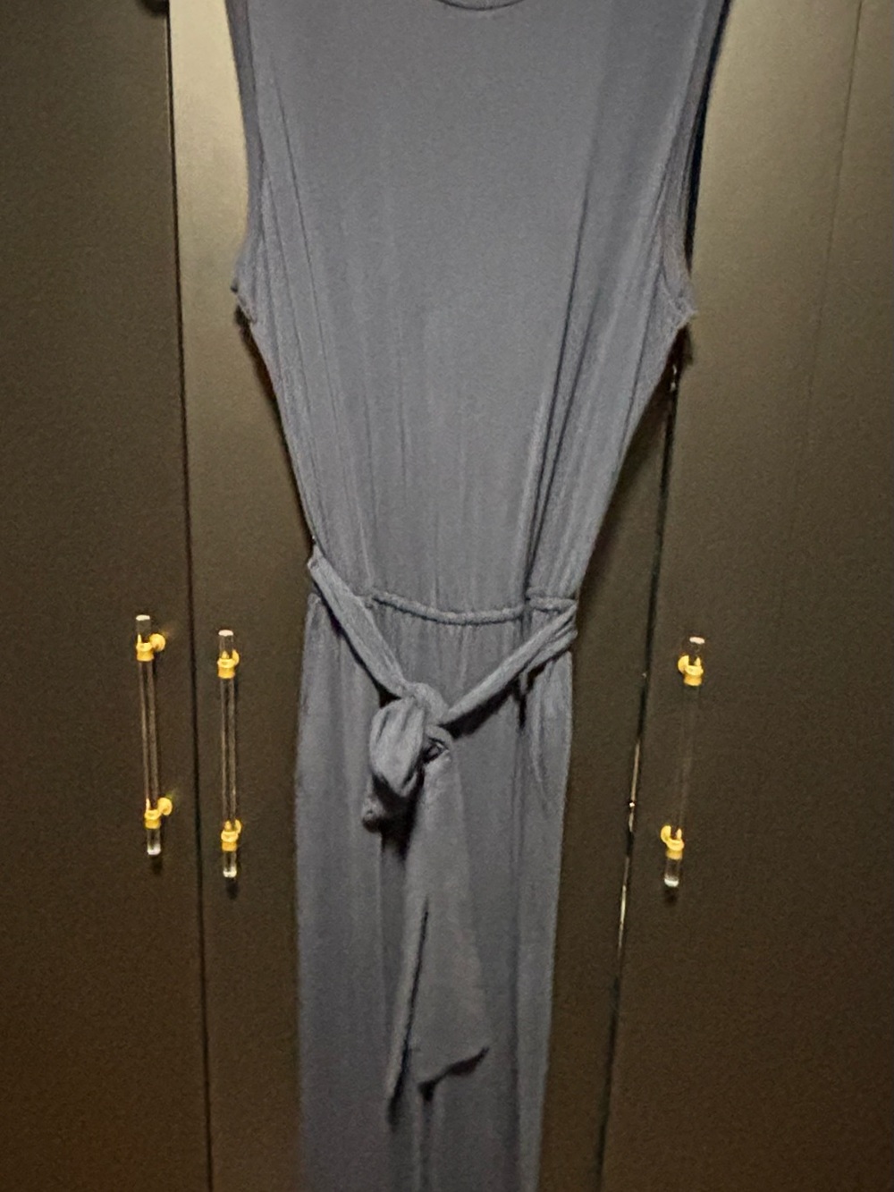 Banana Republic Sleeveless Navy Tie-Waist Maxi Dress